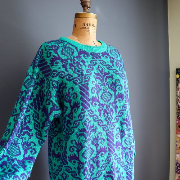 Purple and Green Acrylic Sweater Dress by DAKOTA - Picture 8 of 10